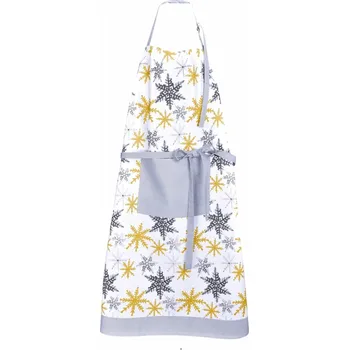 Kuchyňská vánoční zástěra Šedé a žluté vločky 1261 70x90 cm