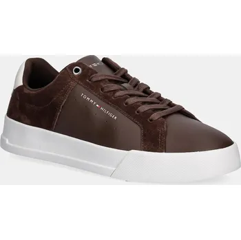 Pánská obuv Kožené tenisky Tommy Hilfiger TH COURT MIX NUBUCK FM0FM05634 hnědá 88X, EUR 41