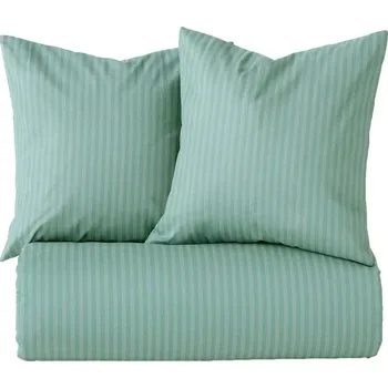 Povlečení Povlečení 220x200 šalvějová mátová s proužky, saténová bavlněná hladká tkanina