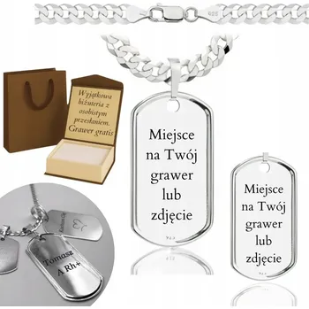 Řetízek PÁNSKÝ ŘETÍZEK PANCR CELÉHO STŘÍBRA VOJENSKÁ ZNÁMKA RYZOST 925 GRAVÍROVÁNÍ DÁREK