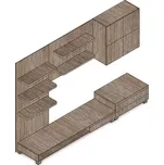 Obývací stěna 300x59x210 cm, barva noce