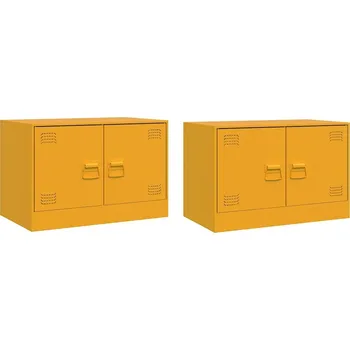 Televizní stolek Hořčicově žlutá TV skříňka 67 x 39 x 44 cm, ocel válcovaná za studena