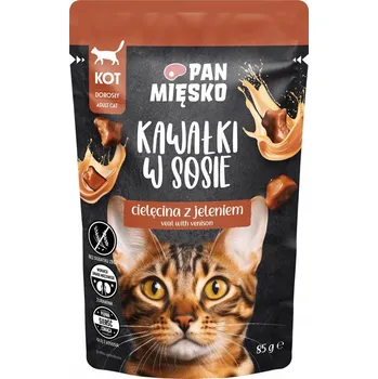 Krmivo pro kočku Pan Mięsko Krmivo mokrá pro kočky Kousky v omáčce Telecí s jelenem 85 g