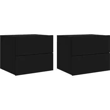 Noční stolek Černé závěsné noční stolky LED RGB 50 x 39 x 41 cm