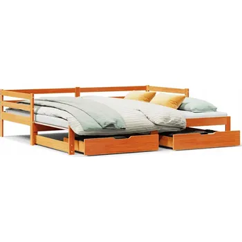 Pohovka Rozkládací pohovka s funkcí lůžka voskově hnědá 203,5 x 184 x 56,5 cm