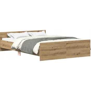 Postel Rám postele dub artisan 193 x 138 x 50 cm s čelem a nožním čelem