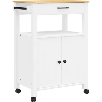 Servírovací stolek Kuchyňský vozík MONZA z borovicového dřeva, bílo-medový, 60 x 40 x 88,5 cm