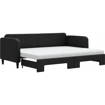 Pohovka Rozkládací pohovka 2 v 1, černá, 223x90x75 cm, s pěnovými matracemi