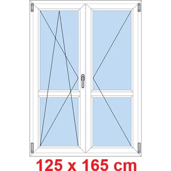 Okno Soft Dvoukřídlé balkonové dveře s příčkou 125x165 cm, otevíravé a sklopné