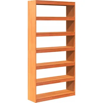 Knihovna Police na knihy z masivního borovicového dřeva, voskovaný hnědý odstín, 100 x 30 x 19 cm