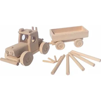 Dřevěná hračka Ceeda Cavity Traktor s vlečkou velký