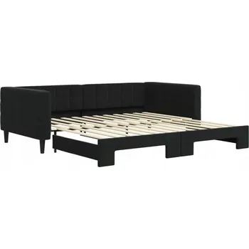 Pohovka Černá rozkládací lenoška/pohovka 2 v 1, 223 x 110 x 68 cm