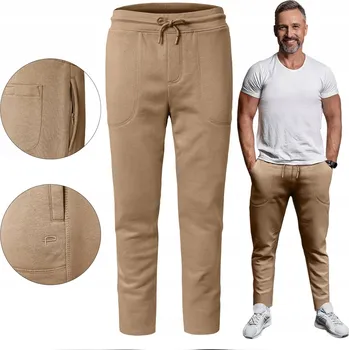 Pako Jeans pánské tepláky sportovní dlouhé zateplené béžové velikost XL