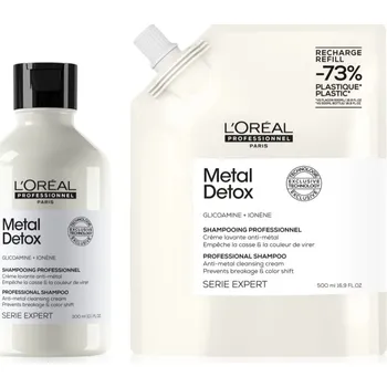 L’Oréal Professionnel Serie Expert L’Oréal Professionnel Serie Expert Metal Detox hloubkově čisticí šampon pro barvené a poškozené vlasy 300 ml + L’Oréal Professionnel Serie Expert Metal Detox hloubkově čisticí šampon pro barvené a poškozené vlasy 500 ml 