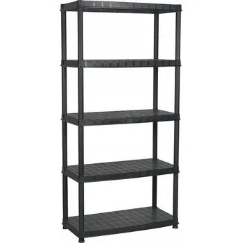 Dílenský regál Univerzální 5-patrový plastový regál, černý, 91,5 x 45,7 x 185 cm