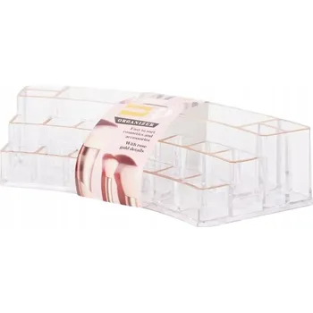 Úložný box Organizér na make-up Zlatavě-růžový kontejner/úložný box na kosmetiku