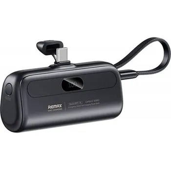 Powerbanka POWERBANKA REMAX CAPSULE SERIES 20W USB-C 5000mAh RPP-76 + USB-C KABEL ČERNÁ