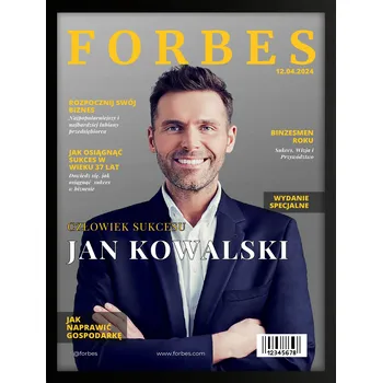 Obraz Tvoje Fotka na obálce magazínu Forbes - vtipný dárek v rámečku 40x30 cm
