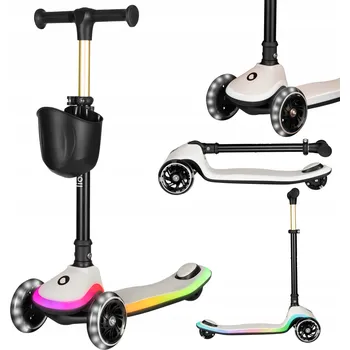 Koloběžka Tříkolová balanční koloběžka pro děti LED skládací do 50 kg Lionelo Mey