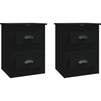 Noční stolek Černý závěsný noční stolek 41,5 x 36 x 53 cm, 2 zásuvky