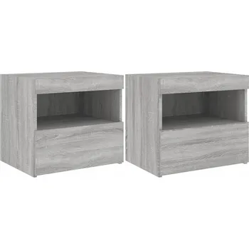 Noční stolek Noční stolky s LED osvětlením šedý dub sonoma 50 x 40 x 45 cm