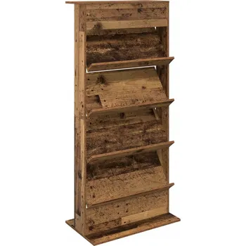 Knihovna Regál na noviny s policí Staré dřevo 70 x 41 x 156 cm