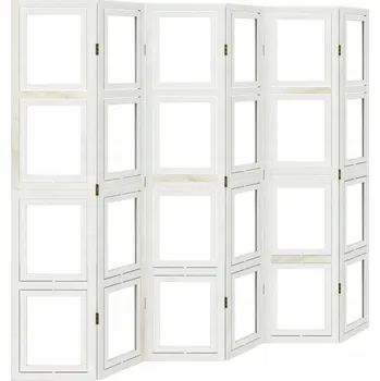 Paraván Paraván z masivního dřeva Paulownia, bílý, 6 panelů, 210-215x180 cm, tloušťka