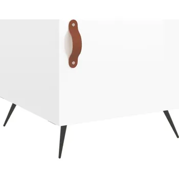 Noční stolek Bílý noční stolek s vysokým leskem 40 x 40 x 50 cm s kovovými nožičkami