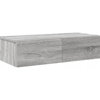 police Nástěnná police se zásuvkami 60 x 26,5 x 15 cm šedá dub sonoma