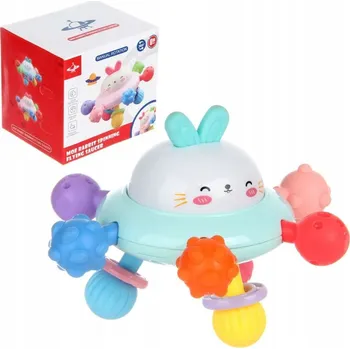 Hračka pro nejmenší VZDĚLÁVACÍ HRAČKA SPINNER UFO KRÁLÍČEK - DĚTSKÁ HRAČKA NA PROŘEZÁVÁNÍ KOUSÁTKŮ