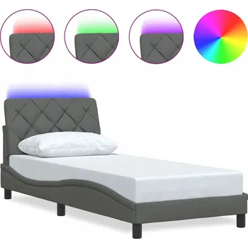 Postel Rám postele s LED podsvícením, tmavě šedá, 218 x 95 x 74,5 cm