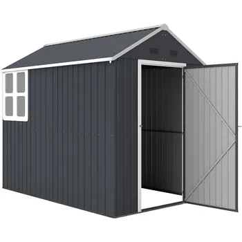 Zahradní domek Outsunny Zahradní domek Outsunny, kovový domek na nářadí, dvojité dveře, okno, 259x172x222 cm, šedá/bílá