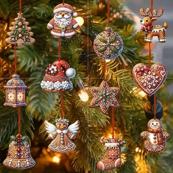 Vánoční dekorace Pohádkové závěsky, perníkové ozdoby vánoční baňky na stromeček pro děti 12 Ks Z3