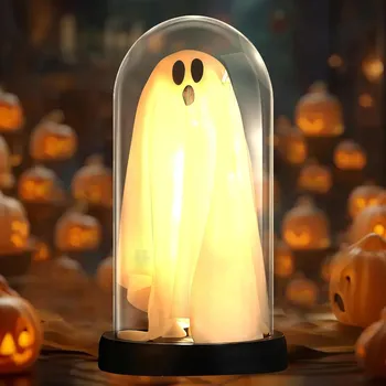 Obraz SVÍTÍCÍ LAMPION DUCH DEKORACE HALLOWEEN DUCH OZDOBA BÍLÝ 21CM