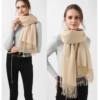 Šála Classic Scarf Kašmírová jemná šála dámská / pánská světle béžová, smetanová, kašmír, štola, pašmína pashmina