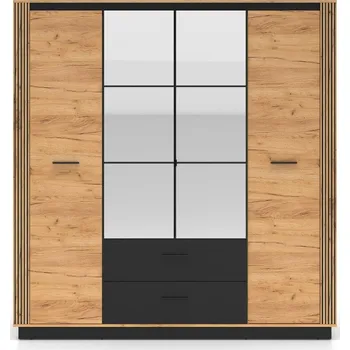 Šatní skříň ODESSA 01 šatní skříň 4D2S, dub craft zlatý/černá