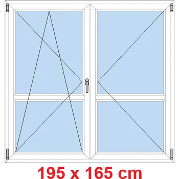 Okno Soft Dvoukřídlé balkonové dveře s příčkou 195x165 cm, otevíravé a sklopné