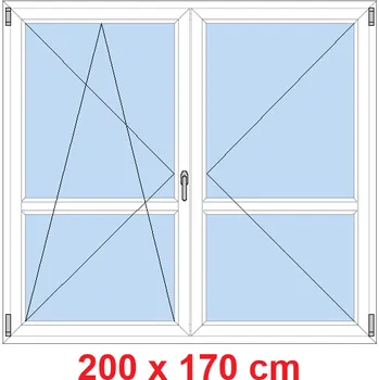 Okno Soft Dvoukřídlé balkonové dveře s příčkou 200x170 cm, otevíravé a sklopné