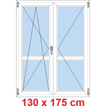 Okno Soft Dvoukřídlé balkonové dveře s příčkou 130x175 cm, otevíravé a sklopné