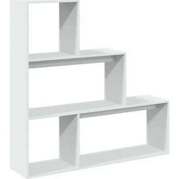 Knihovna Třípatrový regál / police, bílý, 123 x 29 x 123 cm