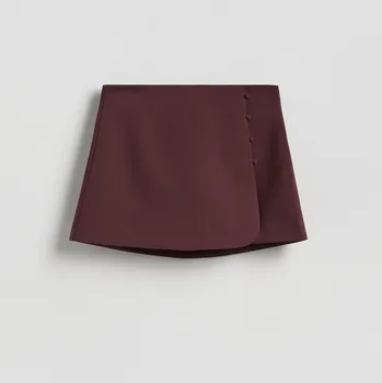 Reserved - Kraťasová sukně s příměsí viskózy - hnědá - 183GU-83X - 183GU-83X-XL