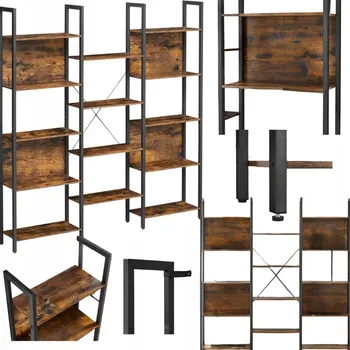 Knihovna Regál Songmics 158 cm x 166 cm x 24 cm, odstíny hnědé