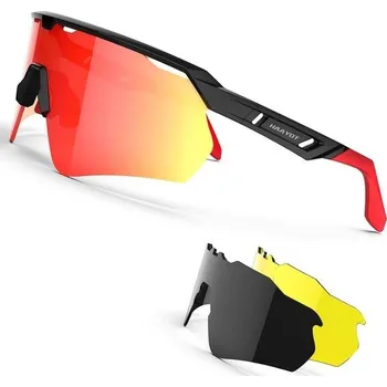 cyklistické brýle Polarizované cyklistické brýle HAAYOT pro muže a ženy, sportovní sluneční brýle se 3 čočkami, rám