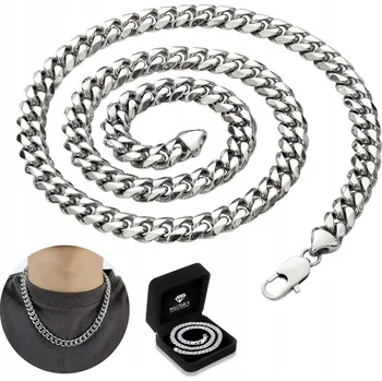 Řetízek SZEROKI Řetízek Męski Srebrny 10MM ŘETĚZ Pancr Náhrdelník TLUSTÝ