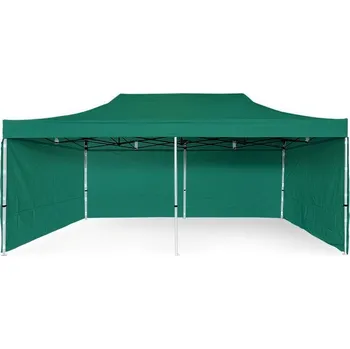 Zahradní stan Nůžkový Párty stan 4x6m Ocelový Premium - 4ks plné bočnice barva Zelená