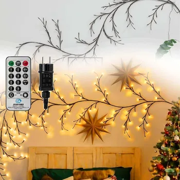 Vánoce SVĚTELNÝ ŘETĚZ STROMEK TEPLÁ BÍLÁ 144 LED DÁLKOVÉ OVLÁDÁNÍ VÁNOČNÍ SVĚTÝLKA