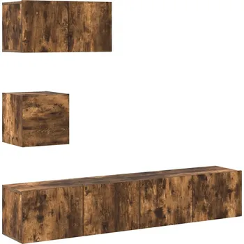 Televizní stolek Sada 4 TV skříněk, kouřový dub