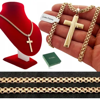 Řetízek ŘETÍZEK ŘETÍZEK BISMARK 50CM 5MM S KŘÍŽKEM Z 18K CHIRURGICKÉ OCEL DÁREK