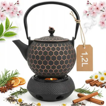 Konvice na čaj KONVICE LITINOVÁ ČAJNÍK 1,2L LOUHOVAČ NA ČAJ A BYLINKY LITINOVÝ OHŘÍVAČ