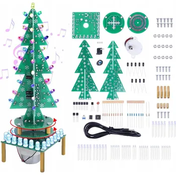 Obraz 3D Vánoční stromek otočný LED RGB stavebnice k sestavení 20x6cm